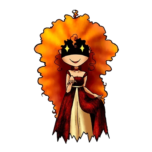 princesse merida, art de la reine maléfique, les personnages de la princesse, princesse flame chibi, princesse merida chibi
