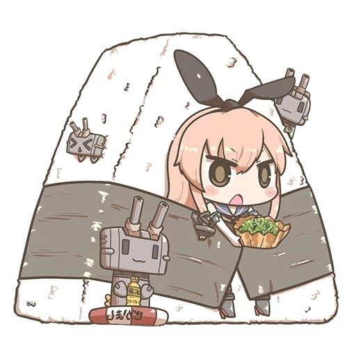 seni animasi, onigiri chibi, gambar anime, animasi angin pulau chibi, shimakaze kancolle chibi