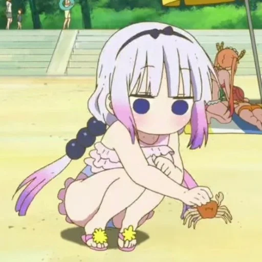 kanna kamui, l'anime è divertente, canna kamui mangia granchio, dragon maid kobayashi san, dragon-city kobayashi-san canna mangia