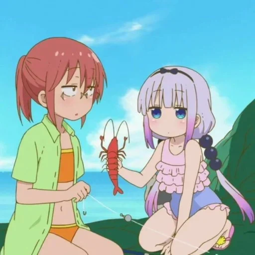 anime di kobayashi, madam kobayashi, maid kobayashi beach, cannon dragon maid kobayashi