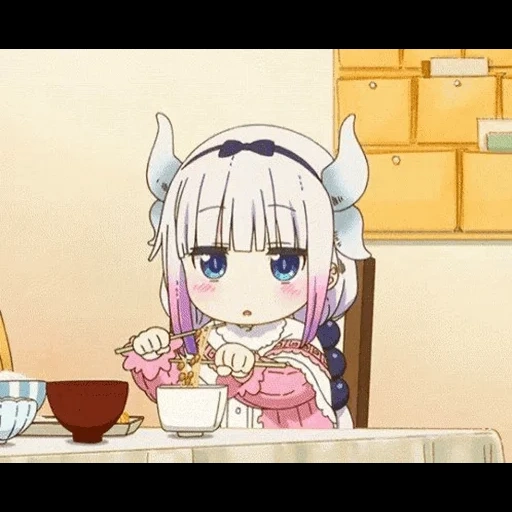 anime, anime cannes, the maid dragon anime, anime dragon maid cannes eats, dragon-city kobayashi-san canna eats