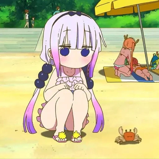 kanna kamui, cannes shenjing, personagem de anime, canna shenjing come caranguejos, a empregada do dragão de kobayashi
