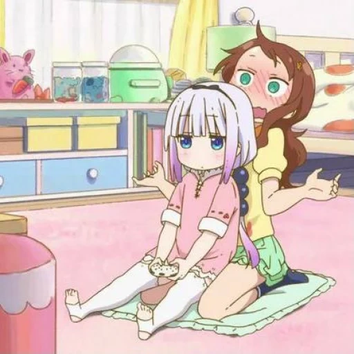 anime, nani nani, maid kobayashi, dragon maid canna saikava, dragon maid kobayashi cannes saykava