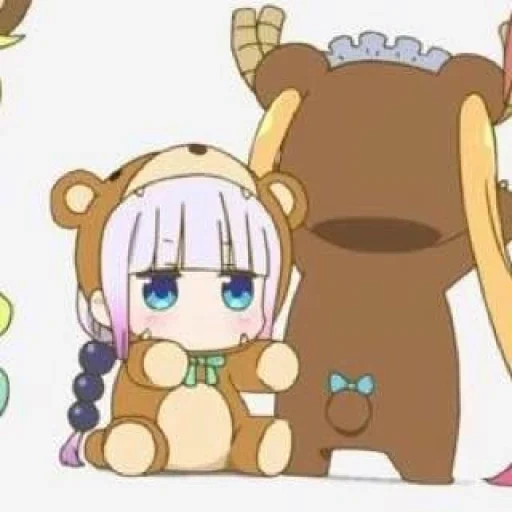 kobayashi, kanna kamui, art d'animation de chibi, kobayashi sanchibi, la femme de chambre de kobayashi