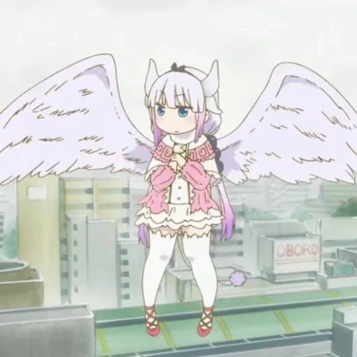 animation, kanna kamui, cartoon characters, hololive ui mama, wings of canna god well