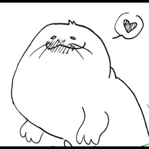 selo, um selo de amor, desenho de morsa, walrus para colorir, desenho de vedação