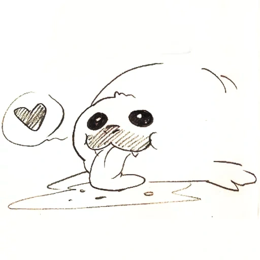 seal, seal drawing, seal with a pencil, the seal drawing is light, animal drawings are cute