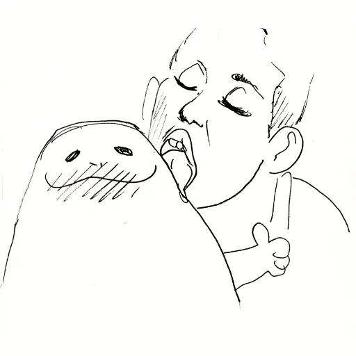 boy, picture, human, seal drawing, funny comics