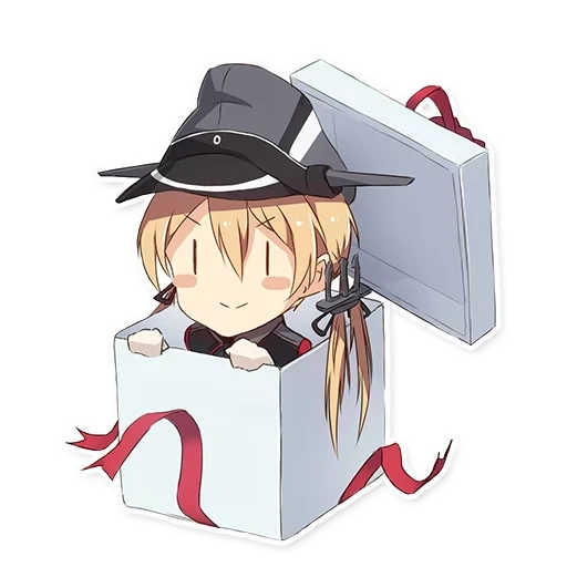 аниме, аниме арты, милые аниме, chibi kantai in box, картонная коробка аниме