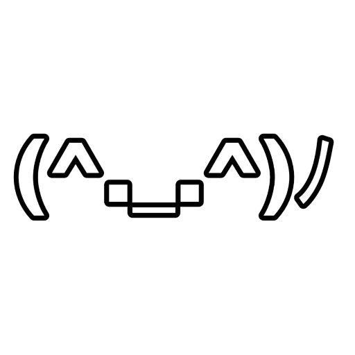 text, gao moji, black background, shrug emoticon, smiling faces don't know symbols