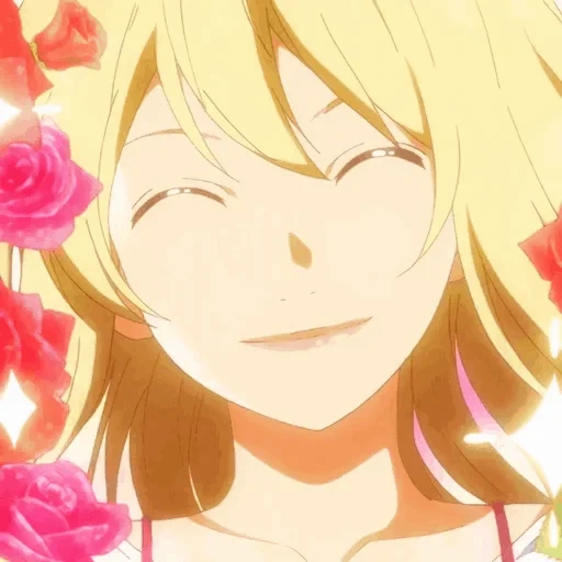 karakter anime, seni anime yang lucu, anime senyum ramah, kebohonganmu di bulan april, kaoru miyano tersenyum