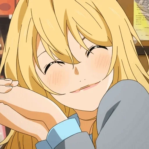 anime lucu, momen anime, karakter anime, kebohonganmu di bulan april, anime pirang tersenyum