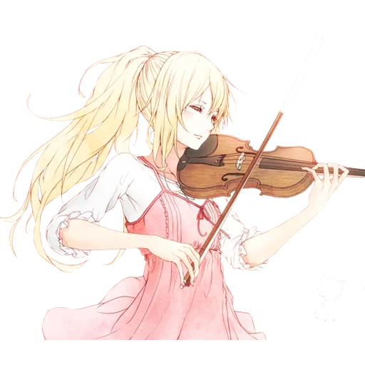 violin art, anime violin, girl with violin art, your april lie, your april lies kaori