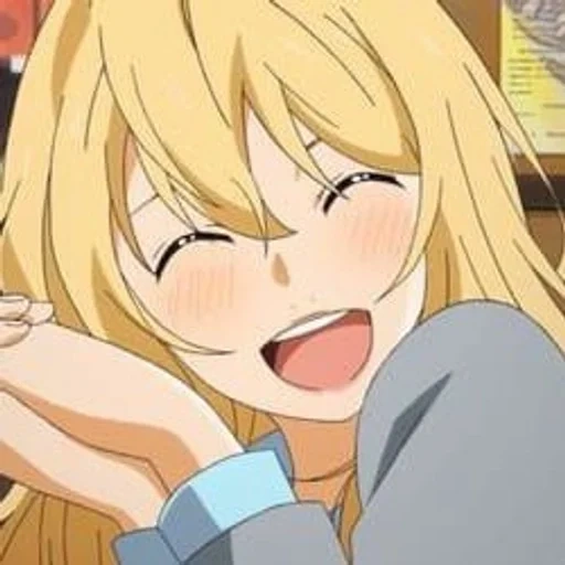 animação, animação fora de sichuan, feliz anime, personagem de anime, loira de anime sorri