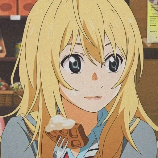 menina anime, kaori miyazono, animação loira, personagem de anime, sua mentira em abril