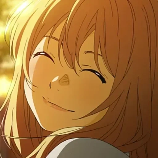 senyum anime, anime girl, senyum kaoru, kebohonganmu di bulan april, kaoru miyano tersenyum