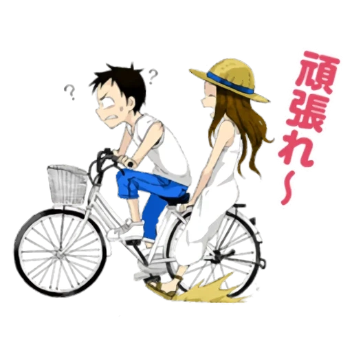 ciclismo in bicicletta, ciclismo in bicicletta, bicicletta tromba, ciclismo in bicicletta, posizione anime coppia in bicicletta