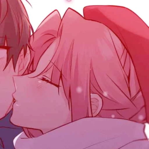 figura, casal de anime, animação é fofa, beijo de anime, casal de anime bonito