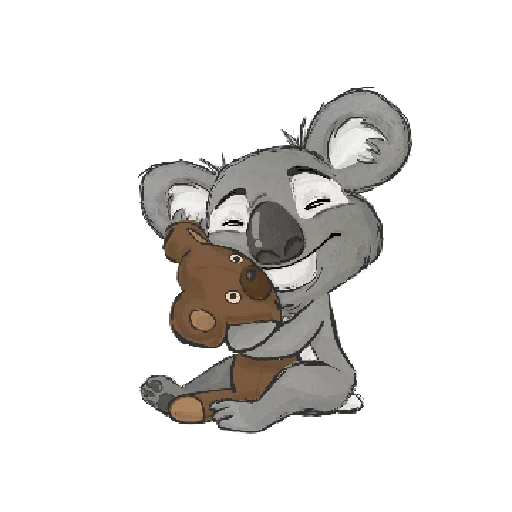 koala con faccina sorridente, cartoon koala, bonjour mon amour, cartoon koala baby, due koala abbraccio cartone animato