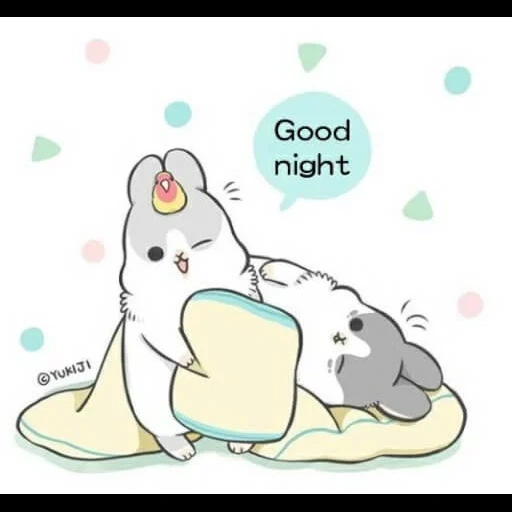 buona notte, disegni carini, gli animali sono carini, disegni di kawaii carini