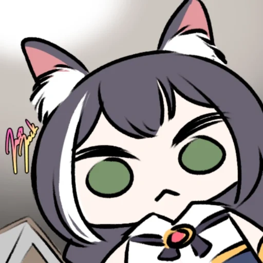 animação, sad_kyaru_chan, pequeno gato branco