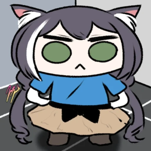 cat, animation, anime neko, kyaru chibi, sad_kyaru_chan