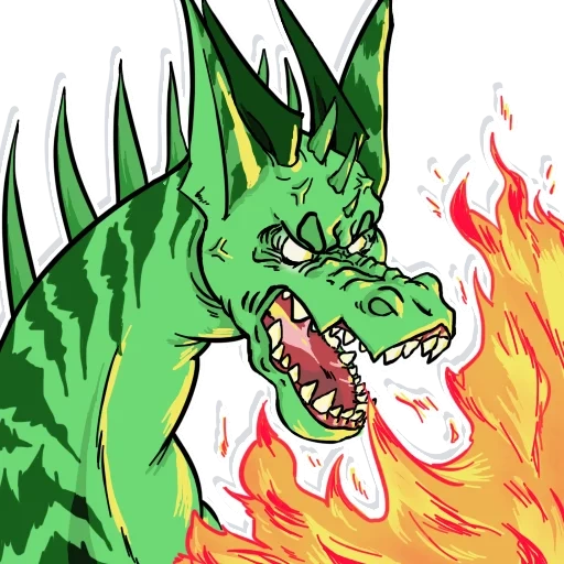 der drache, drachenfeuer, der kopf des drachen, der drache bläst feuer, der drache atmet vor feuer