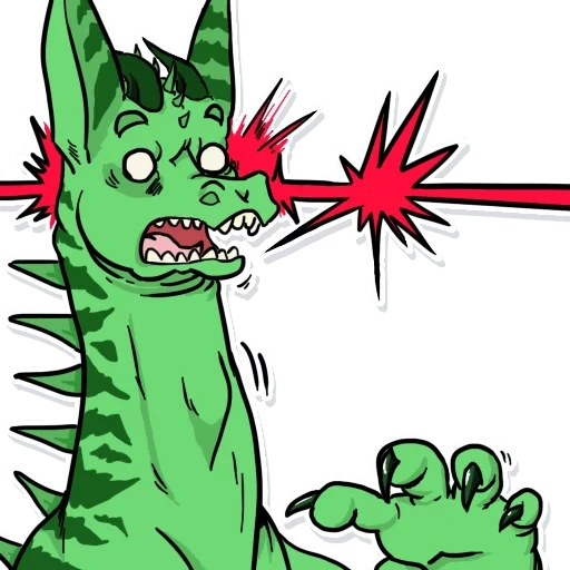 dragão, engraçado, cartoon, dinossauro assustado, ilustração de dinossauro