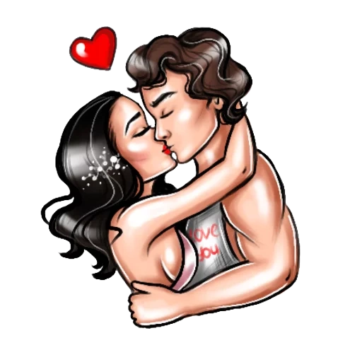 anime, human, lovers, pop art kisses, drawings of couples