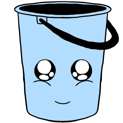 balde, um balde de água, clipart bulcet, óculos kawaii, uma xícara de água é desenho animado