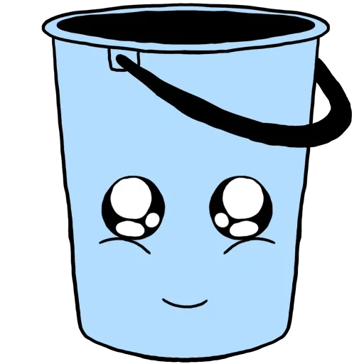 eimer, ein eimer wasser, clipart eimer, kawaii brille, eine tasse wasser ist cartoony