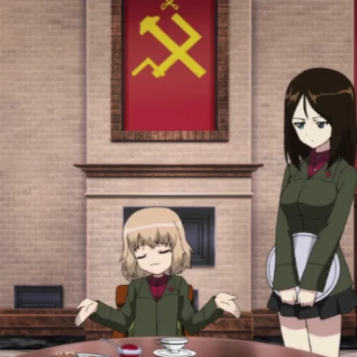 animación, girls und panzer, anime tanker nonna, chica de animación y armadura, la mano del tanque de animación katyusha girls und panzer