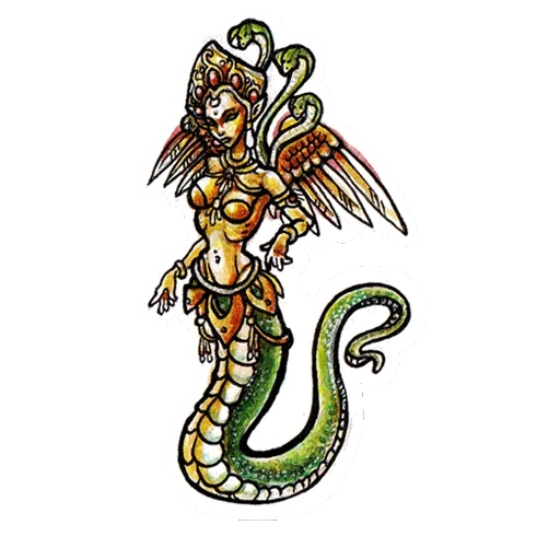 esboço de tatuagem, figuras míticas, esboço da menina xiaolong, shin megami tensi iv art, mitologia infantil de água-viva