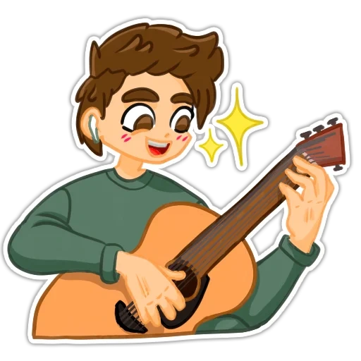 stickers de télégramme, télégramme, télégramme autocollant, autocollants, cartoon guy avec une guitare