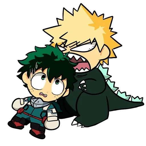 midoriya, chen zuqu, midoria bakugo chibi, bakugo katsuki midoria zuku chibi, anime my heroes academy kachan midoria