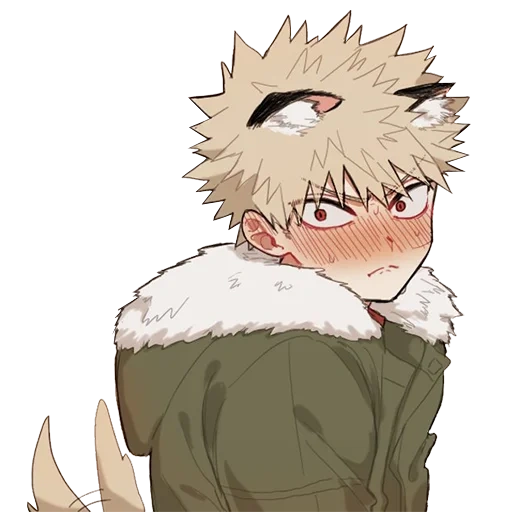 kankoko katsuki, koku shiraku, bakugo katsuki art, loup katsumoki à fruits blancs, chien katsuki bakugo