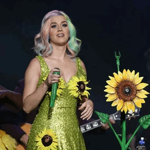 girl, katy perry, gigi hadid, katy perry flowers, katy perry sunflower dress