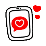 sign, snapsaver, icon design, mobile phone icon, heart-shaped pattern of mobile phone