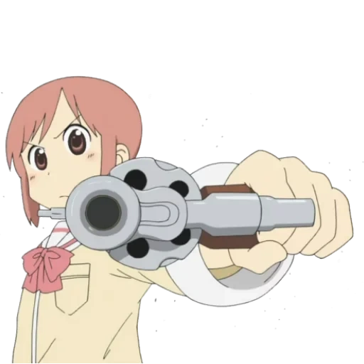 аниме, nichijou, nichijou мисато, nichijou misato, anime girl with gun