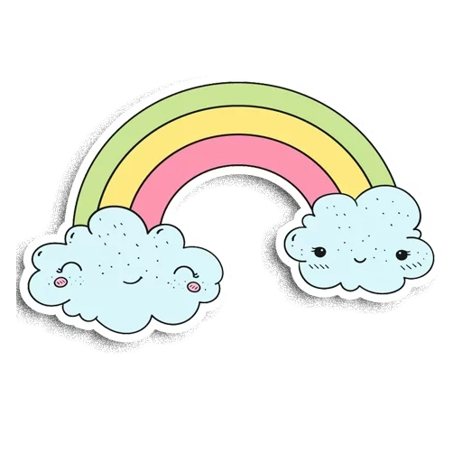 rainbow, sweet rainbow, a cloud with a rainbow, kawaii cloud with a rainbow, rainbow sketch with clouds