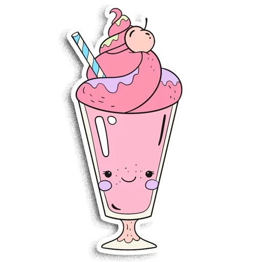 cocktail de croquis, motif mignon gastronomique, milkshakes, milkshake pour les deux yeux, cartoon milkshake