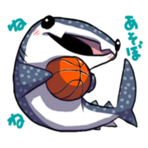 tubarão, nerd fish, tubarão chibi, basquete de tubarão reseto, basquete de tubarão de desenho animado