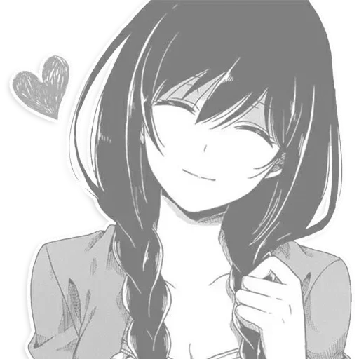 avka anime, anime in schwarz und weiß, lächeln anime mädchen, anime grinsen mädchen, anime mädchen schwarz und weiß