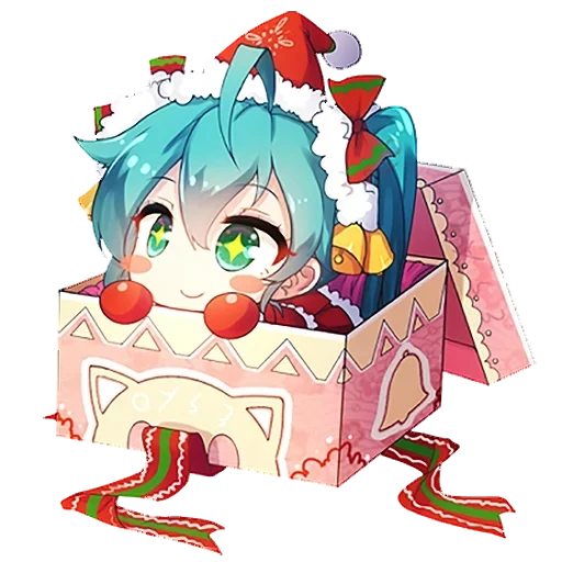 chibi rice storehouse, red cliff animation, hatsune mihisa, red cliff voice, miku christmas red cliff