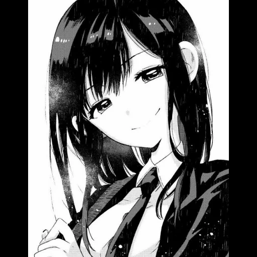 figure, cartoon cartoon, anime girl, cartoon girl, animation black and white