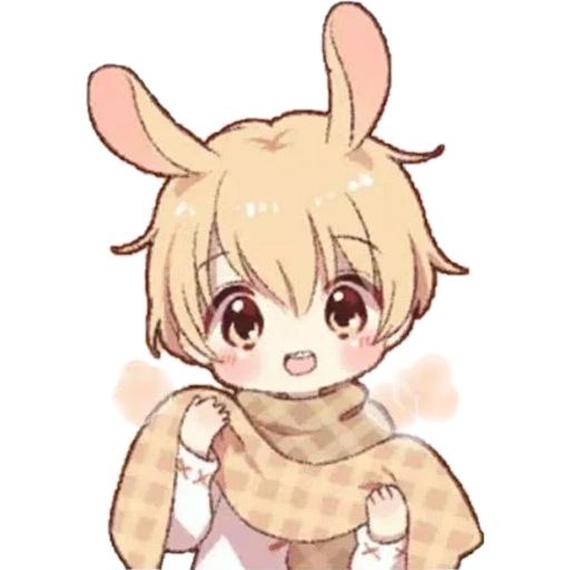 chibi, figura, coelho kun, coelho xiaotakun, animação de coelho menino
