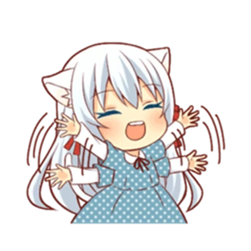 anime, garota de gato, anime, obrigado anime, menina de gato branco fofo