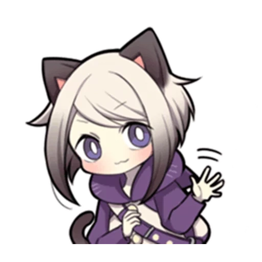 chibi, gatinho branco, personagens de anime, gatinho laranja sazi