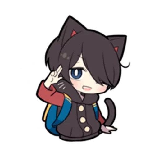 chibi, anime, anime chibi, gatinho preto, personagens chibi