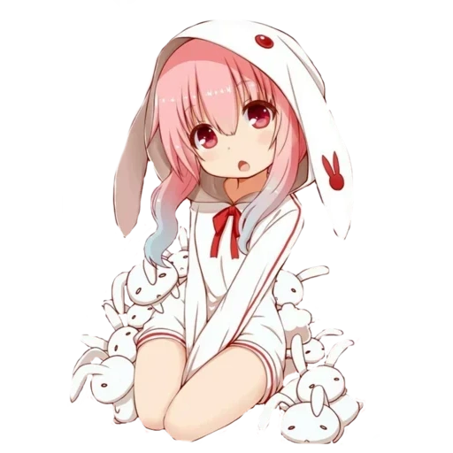 anime bunny, anime kawai, anime kelinci, anime girl, rambut merah anime kelinci